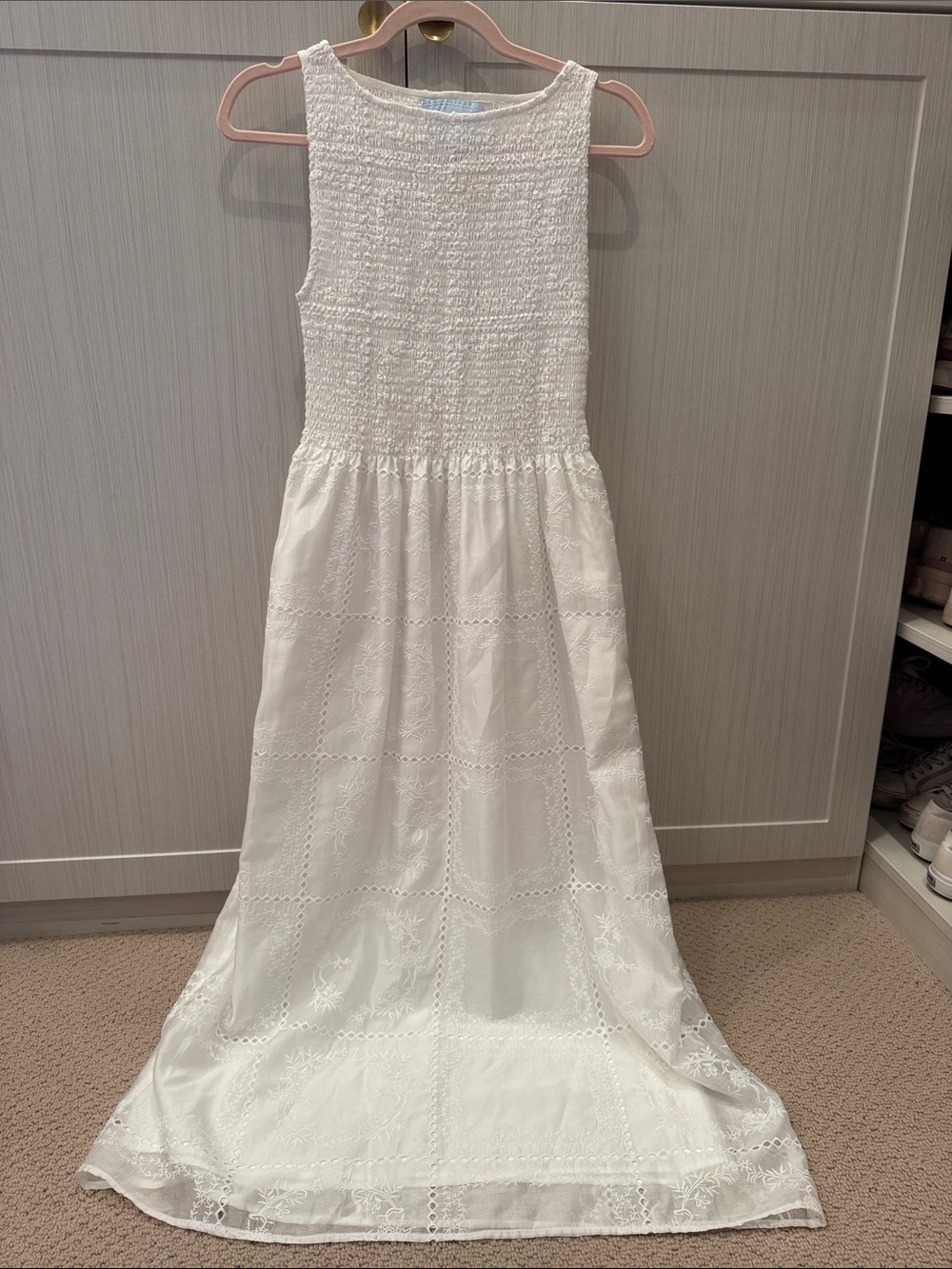 Hill House White Sleeveless Eyelet Maxi Dress